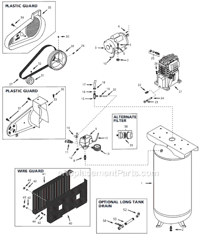 Page A Diagram and Parts List for VT631201 2002 Campbell Hausfeld Compressor